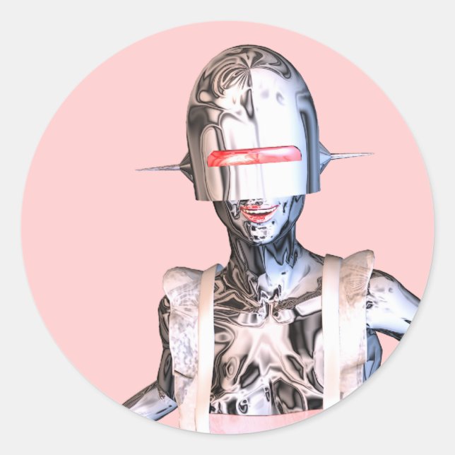 robot maid classic round sticker (Front)