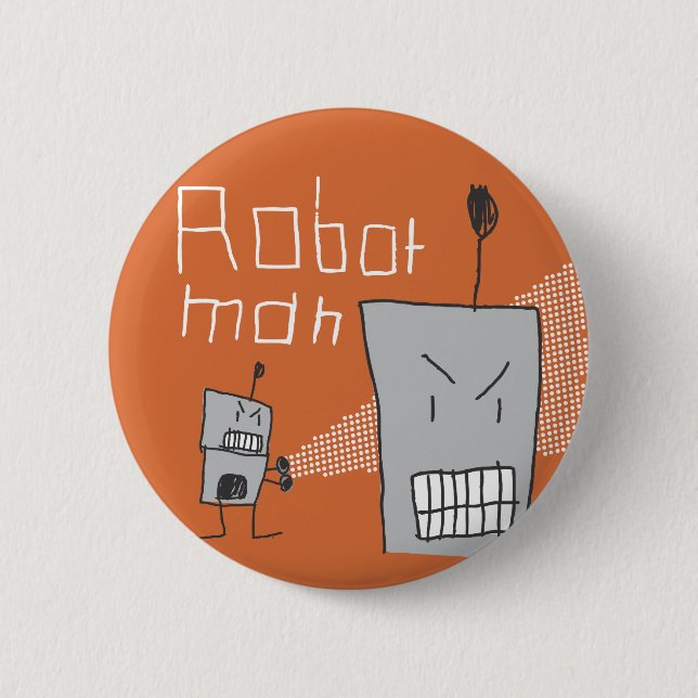 Robot Man Pinback Button (Front)