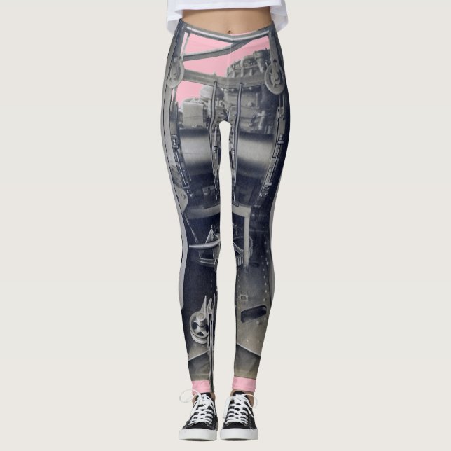 Robot Mechancial Engineering Gears Machinery Leggings (Front)