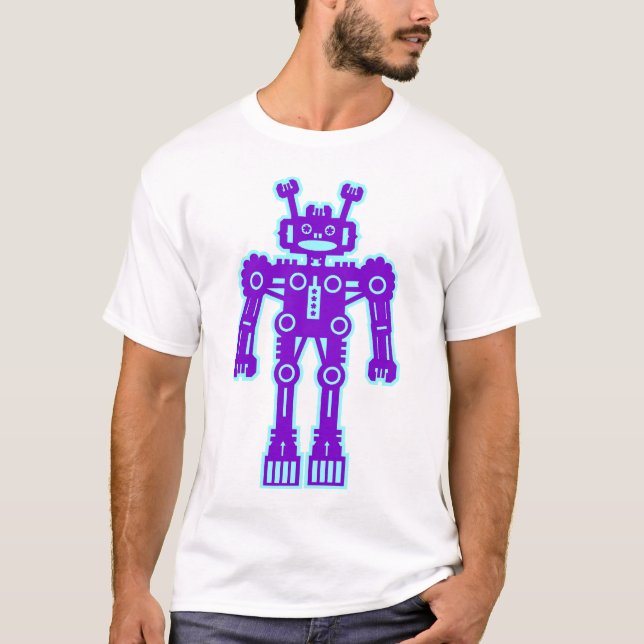 Robot Mk I - (Purple & Lt Blue) - Customized T-Shirt (Front)