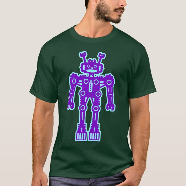 Robot Mk I - (Purple & Lt Blue) T-Shirt (Front)