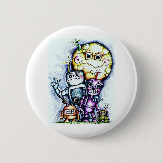 Robot Moon Pinback Button