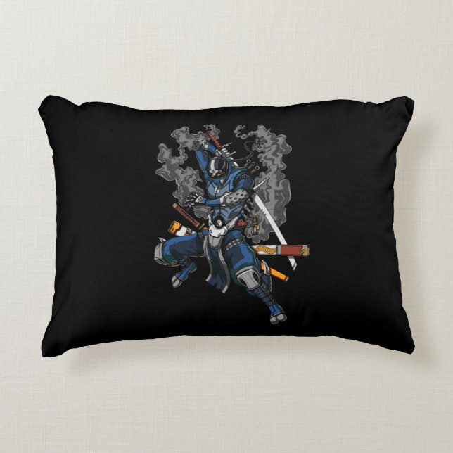 Robot Ninja Samurai Warrior Martial Arts Accent Pillow (Front)