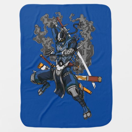 Robot Ninja Samurai Warrior Martial Arts Baby Blanket