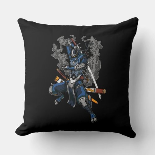 Robot Ninja Samurai Warrior Martial Arts Throw Pillow