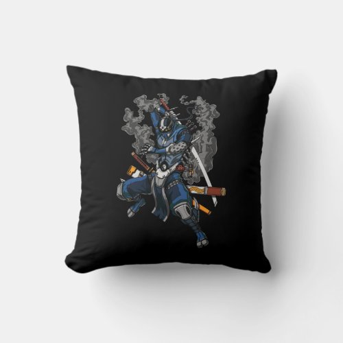 Robot Ninja Samurai Warrior Martial Arts Throw Pillow