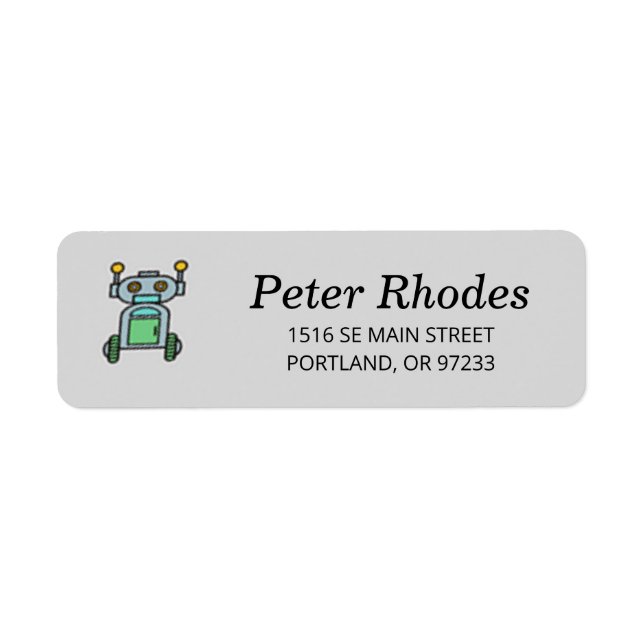 Robot on wheels on gray label (Front)