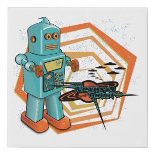 Robot O'Rama Faux Canvas Print