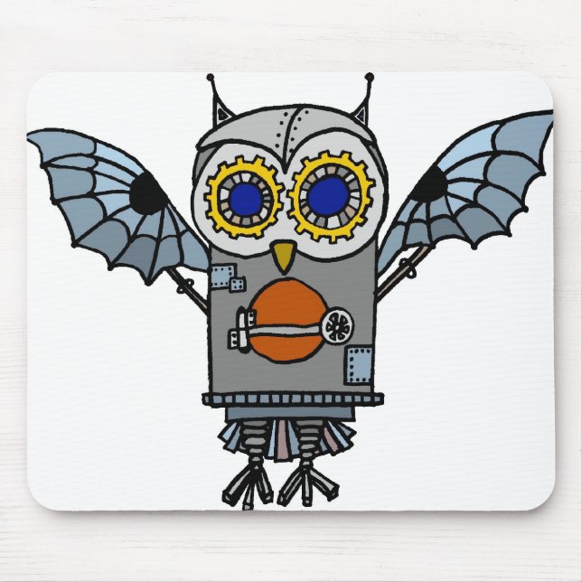 Robot Owl Mouse Pad (Front)