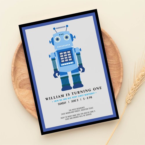 Robot party Birthday party Invitation