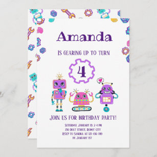 Pink Robot Smartphone Invitation