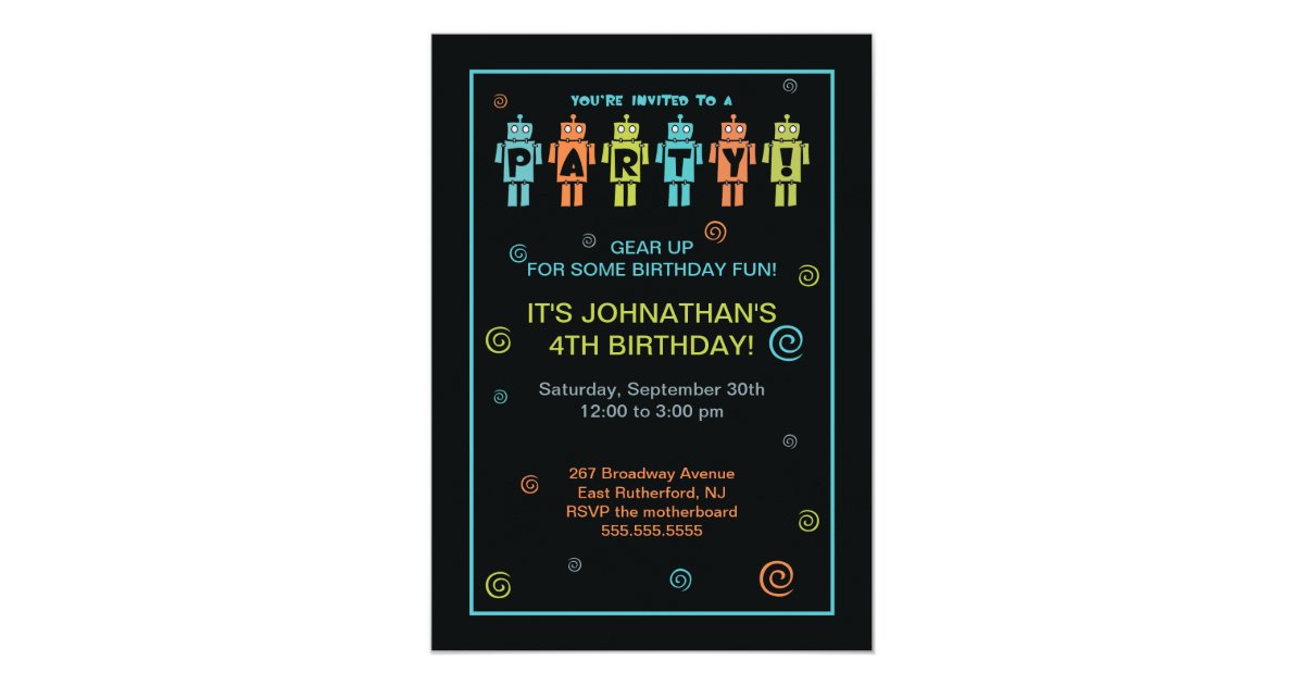 Robot Party Invitation | Zazzle.com