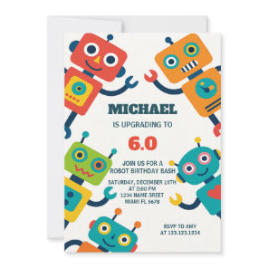 Robot Party Invitation for Kids