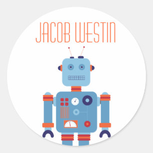 Robot Party Sticker Label