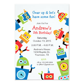 robot birthday invitations