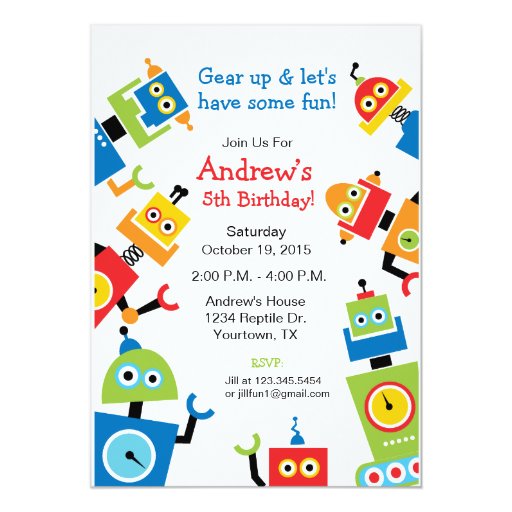 Robot Party Invitations 7