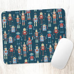 Robot Pattern Dark Mouse Pad<br><div class="desc">Cute and helpful looking retro 1950s style robots.  Grandad probably made these in his shed.  Artificial Intelligence,  but not in a scary way.  Original art by Nic Squirrell.</div>