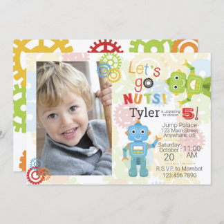 Robot Photo Birthday Invitations Robot Party