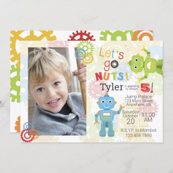 Robot Photo Birthday Invitations Robot Party by PicklesAndPosies at Zazzle