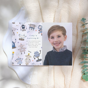 Robot Photo Birthday Party Invitation