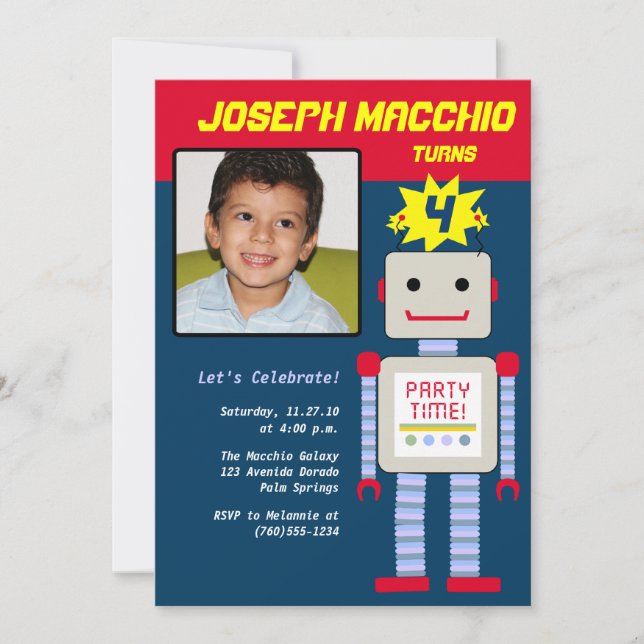 Robot Photo Invitations (Front)