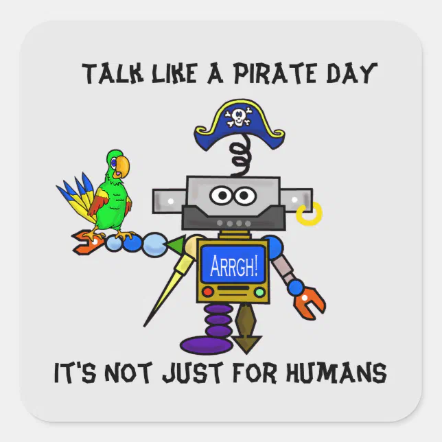 Robot Pirate "Talk Like A Pirate Day" Stickers | Zazzle