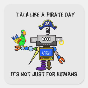 Robot Pirate "Talk Like A Pirate Day" Stickers