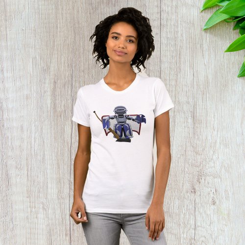 Robot Playing Ice Hockey Sports Womens T_Shirt