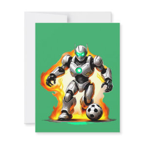 Robot playing soccer card