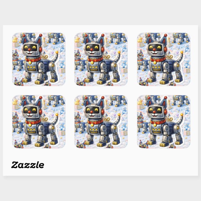 Robot puppy six piece nursery sticker sheet (Sheet)
