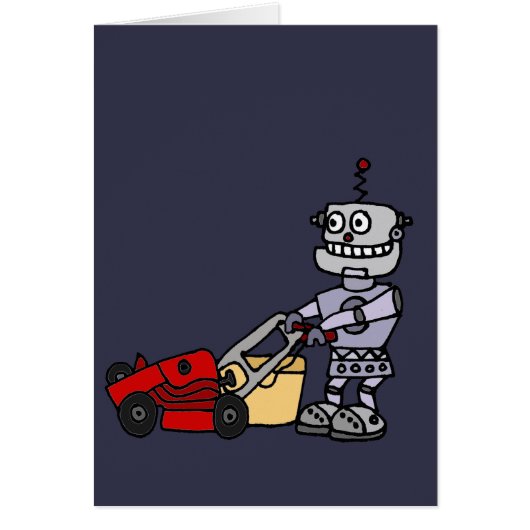 Robot Pushing Lawn Mower Cards (Front)