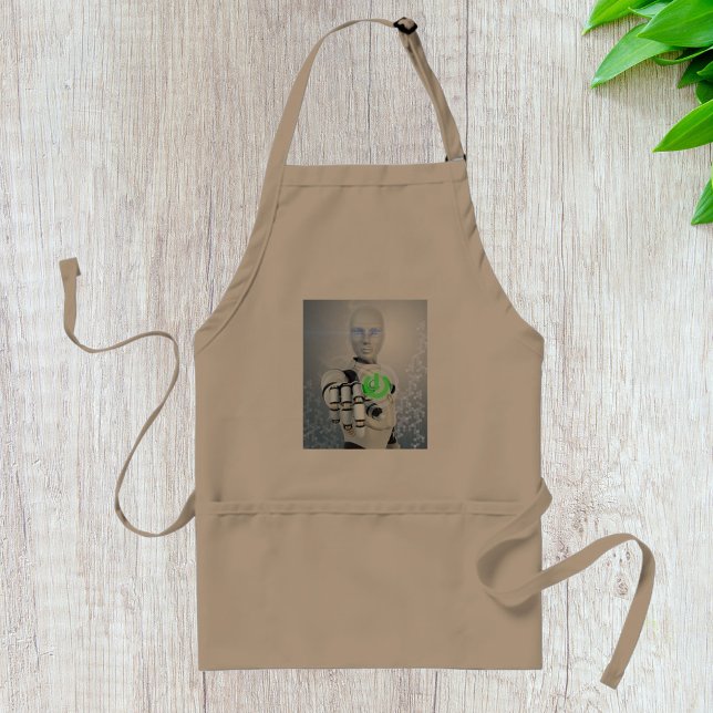 Robot Pushing Power Button Sci-Fi Apron (Creator Uploaded)