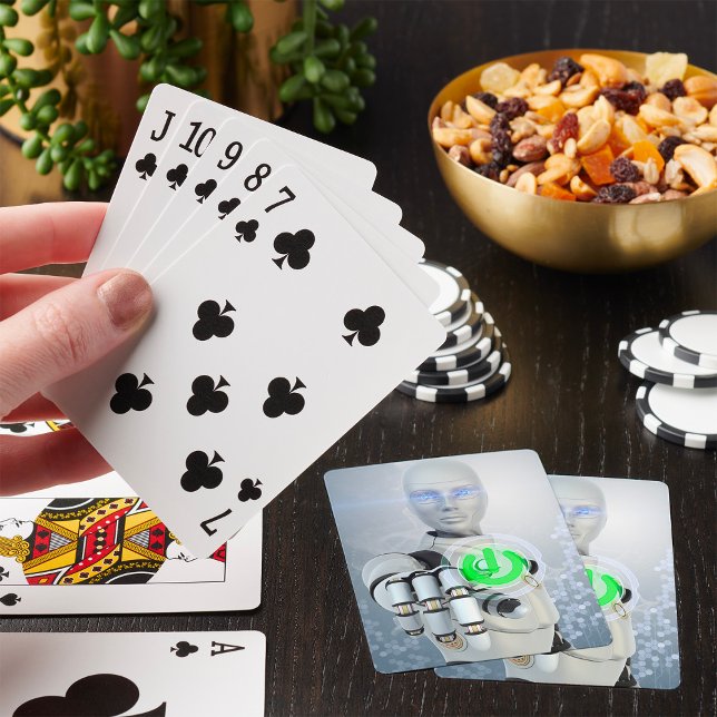Robot Pushing Power Button Sci-Fi Playing Cards (Creator Uploaded)