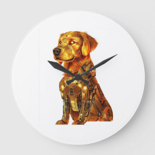 Robot Retriever � Futuristic Mecha Dog Large Clock