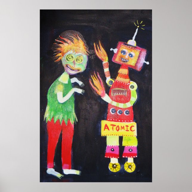 Robot Retro Vintage pop art Poster (Front)