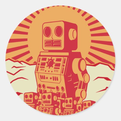 Robot Revolt Classic Round Sticker