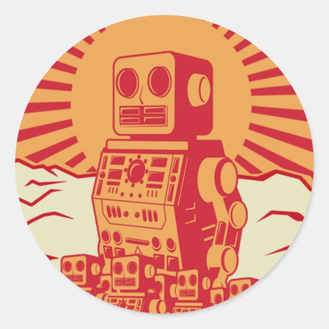 Robot Revolt Classic Round Sticker (Front)