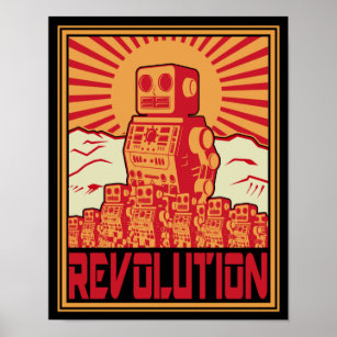 retro robot poster