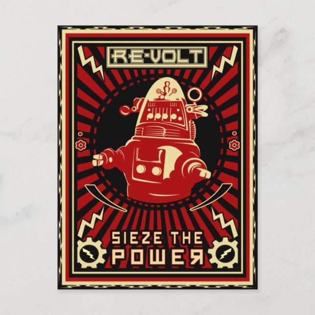 Robot Revolution Red Postcard (Front)
