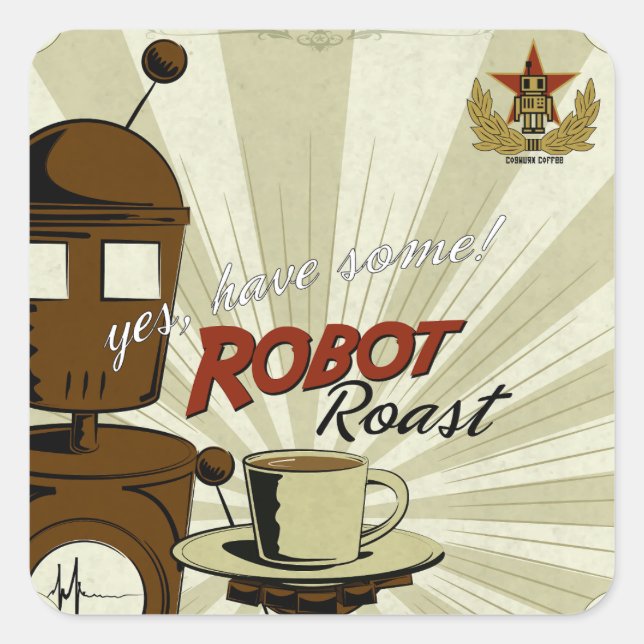 Robot Roast Square Sticker (Front)