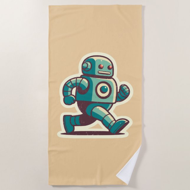 Robot Runner Beach Towel (Front)