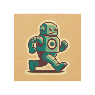 Robot Runner Wood Wall Art