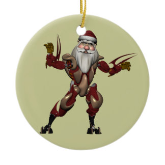 Robot Santa Ceramic Ornament
