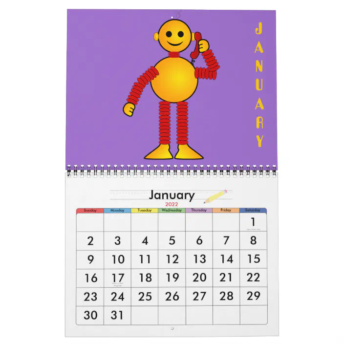 Robot Sci-Fi Cartoon Fun Science Fiction Calendar | Zazzle.com