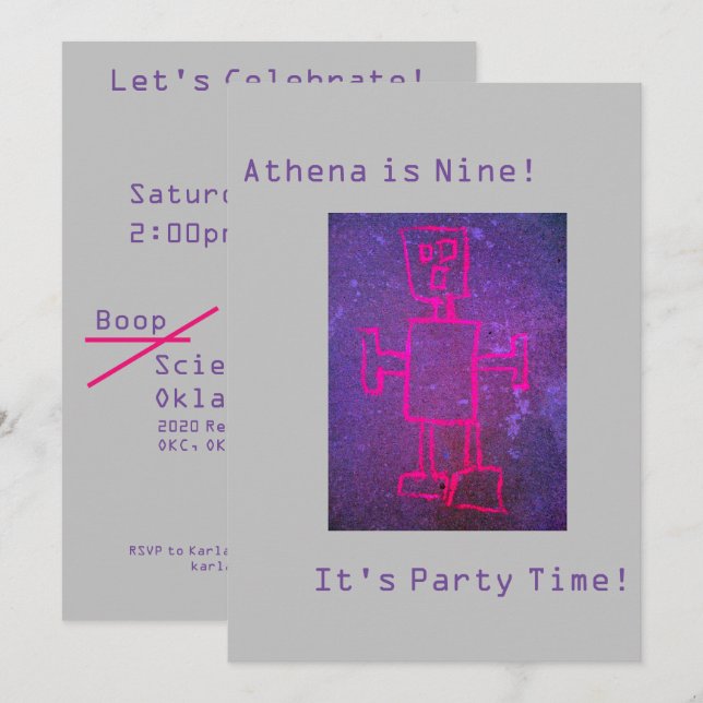 Robot Science Party Invitation (Front/Back)