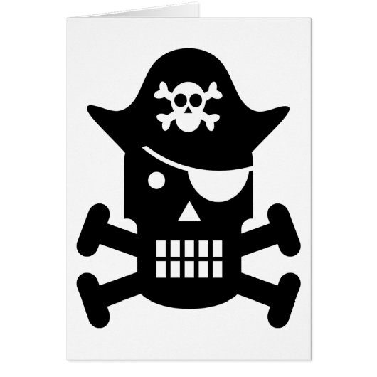 Robot Skull & Crossbones Pirate Silhouette Cards (Front)