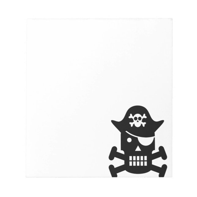 Robot Skull & Crossbones Pirate Silhouette Notepad (Front)