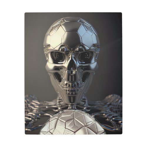 Robot Soccer Skull AND SOCCER BALL METAL PRINT