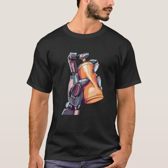 Robot Spray Paint Street Urban Graffiti Artist T-Shirt (Front)