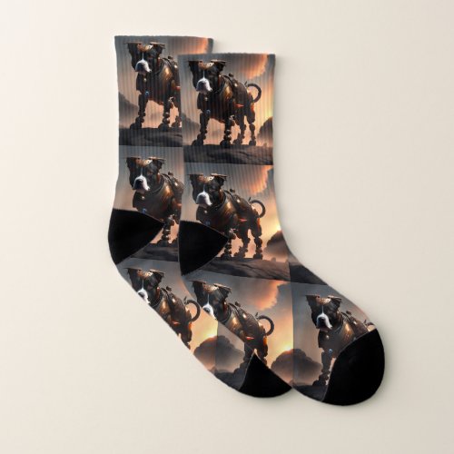 Robot Staffordshire Bull Terrier Full Print Socks